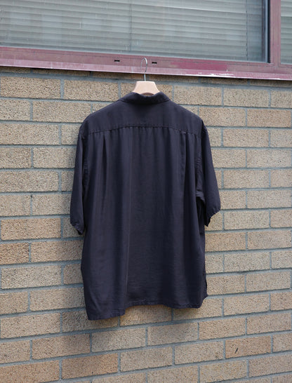Y Tencel Poplin Open Collar S/S Shirt - Navy