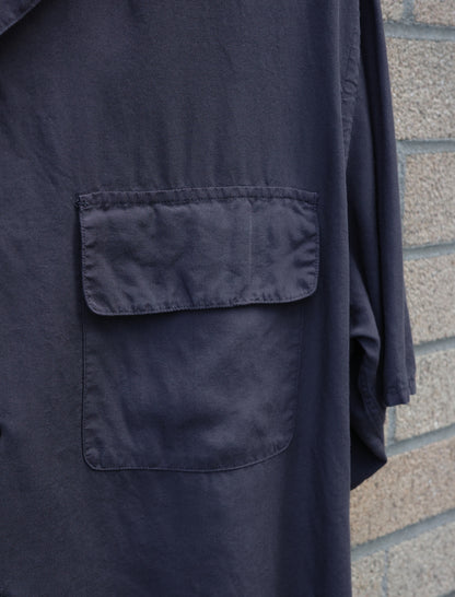 Y Tencel Poplin Open Collar S/S Shirt - Navy