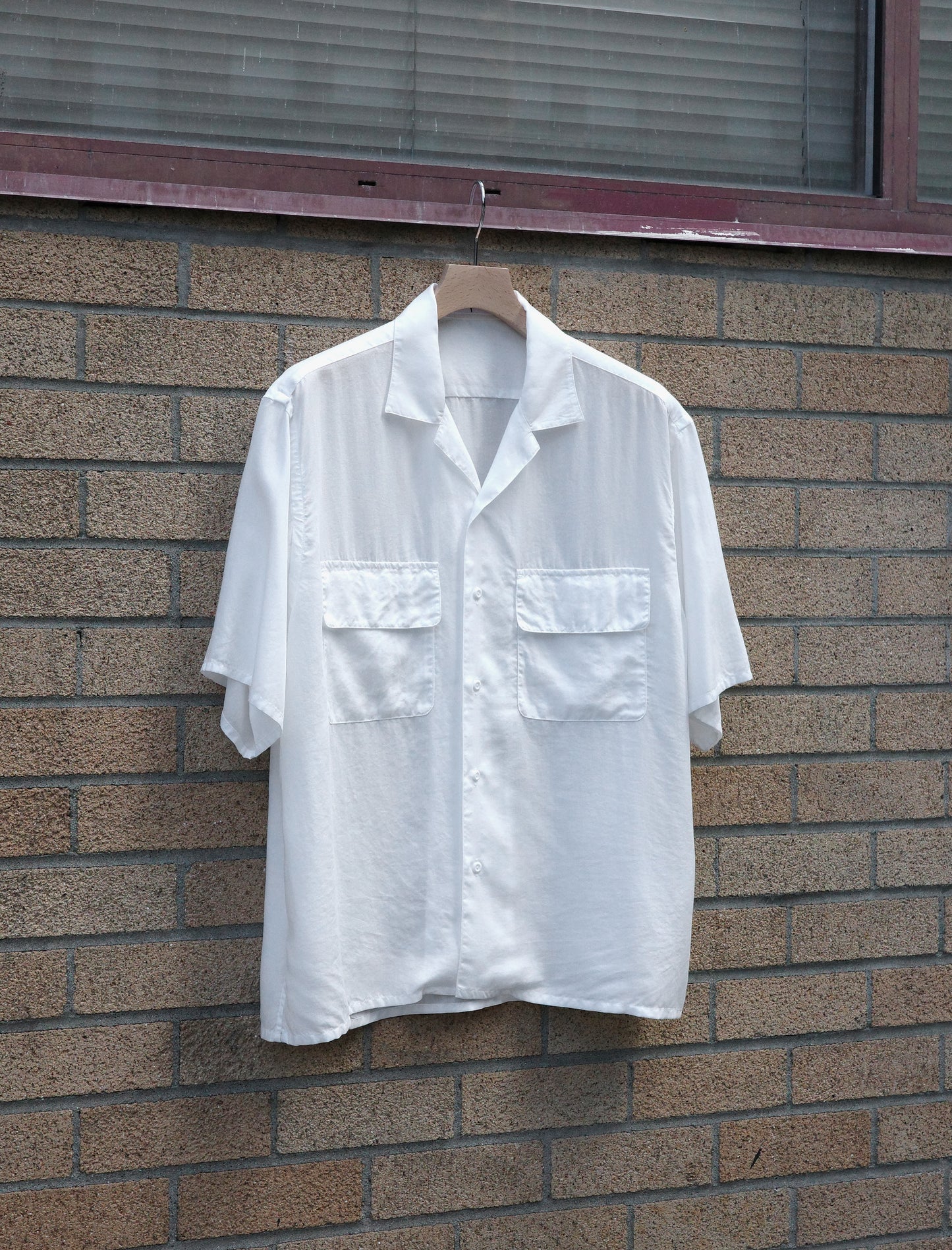 Y Tencel Poplin Open Collar S/S Shirt - White
