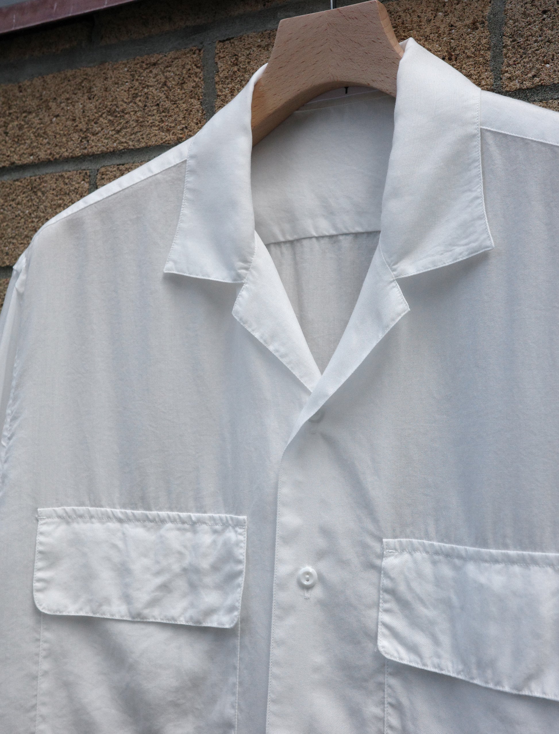 Y Tencel Poplin Open Collar S/S Shirt - White