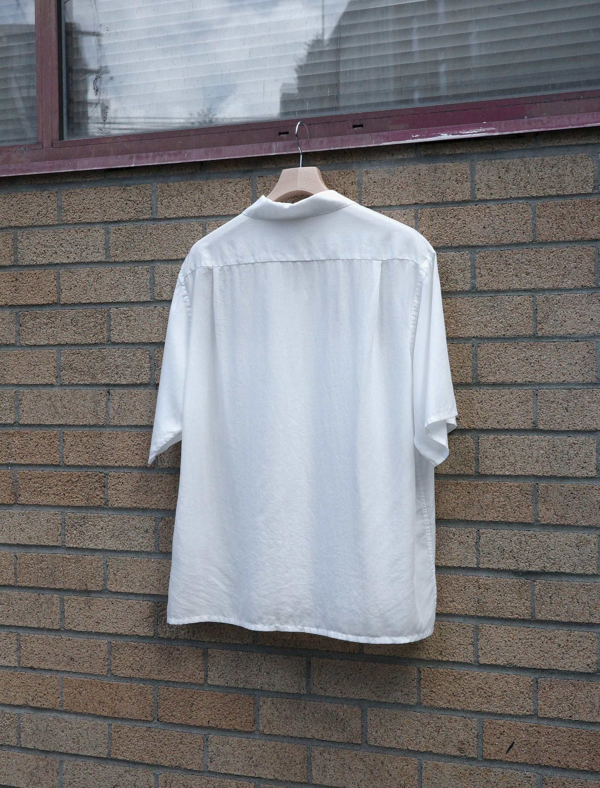 Y Tencel Poplin Open Collar S/S Shirt - White
