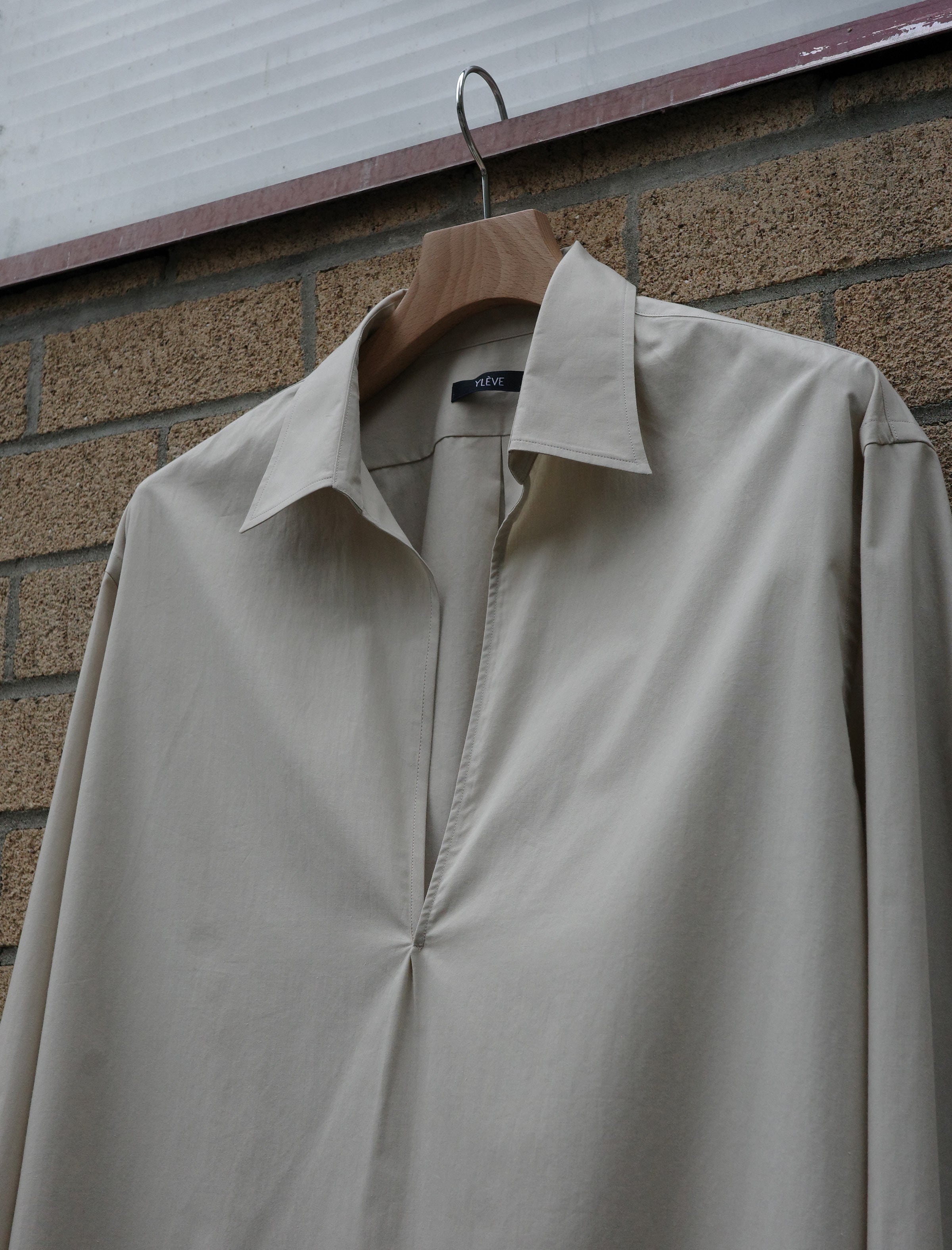 YLEVE Cotton Silk Typewriter Skipper Shirt - LT Soy | Sycamore