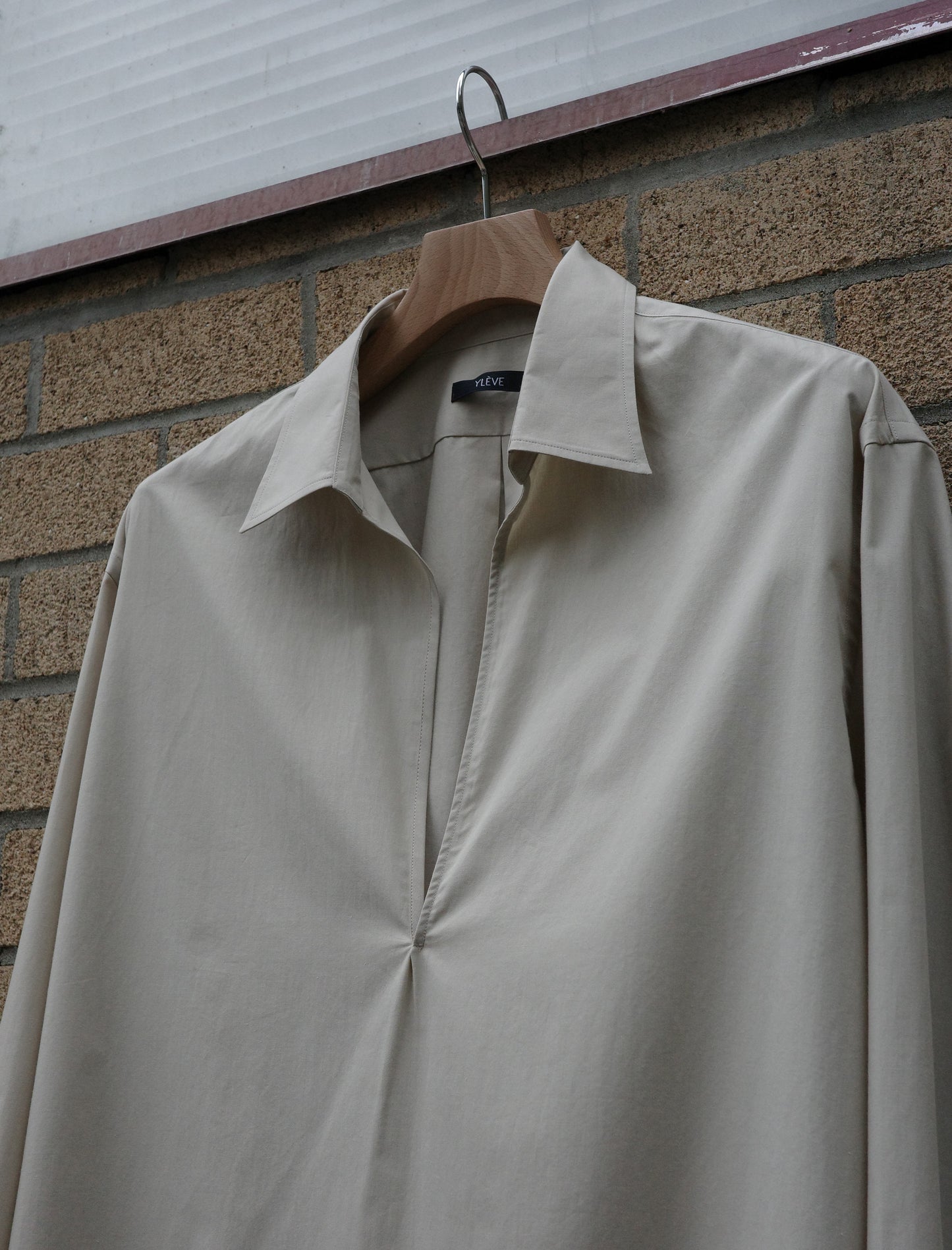 YLEVE Cotton Silk Typewriter Skipper Shirt - LT Soy