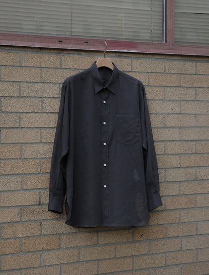 YLEVE Cotton Voile Lawn Long Sleeve Shirt - Charcoal