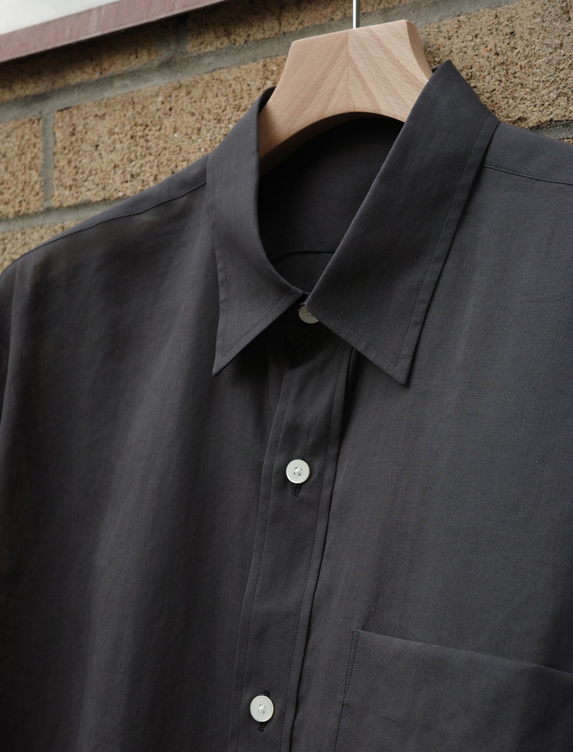 YLEVE Cotton Voile Lawn Long Sleeve Shirt - Charcoal