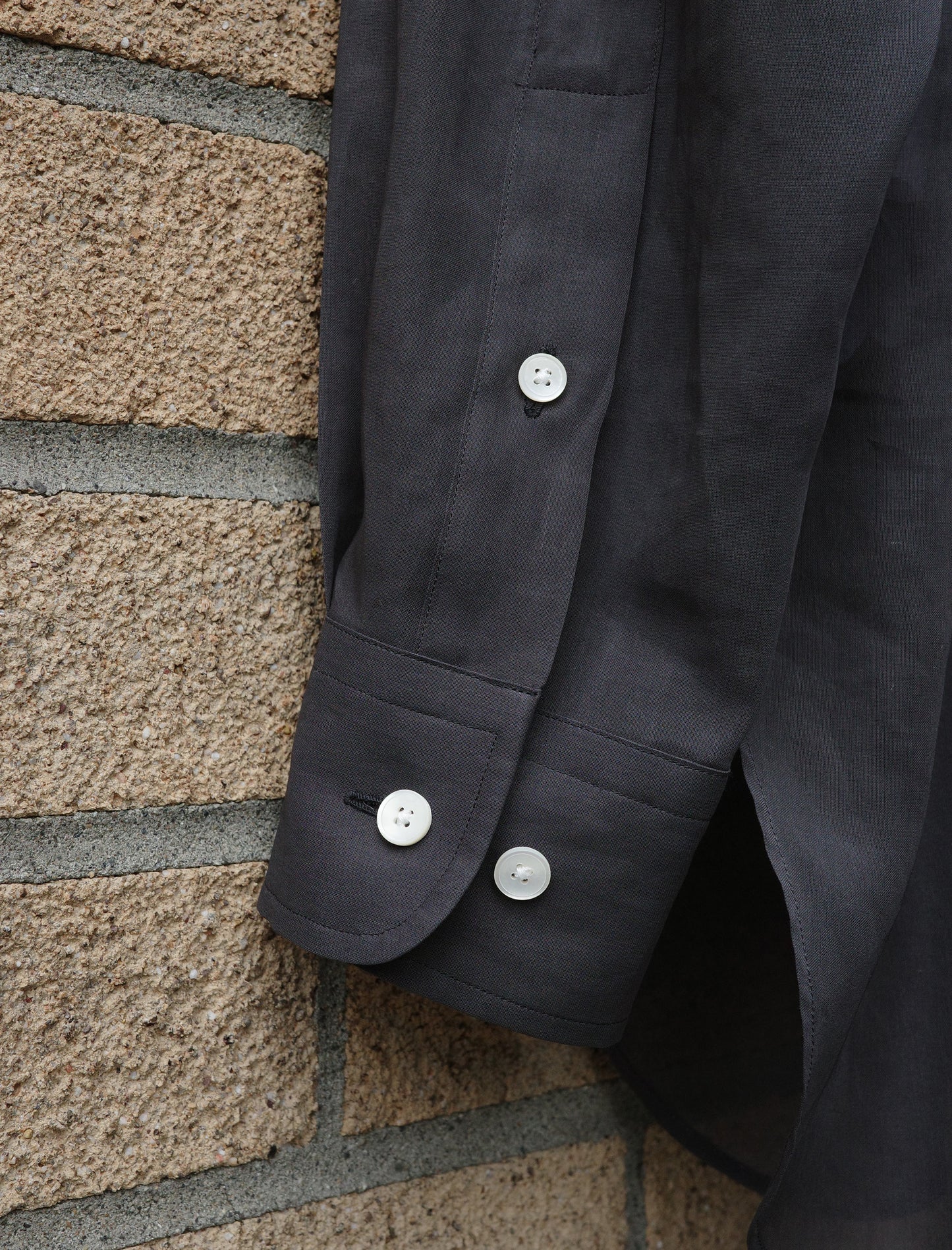 YLEVE Cotton Voile Lawn Long Sleeve Shirt - Charcoal