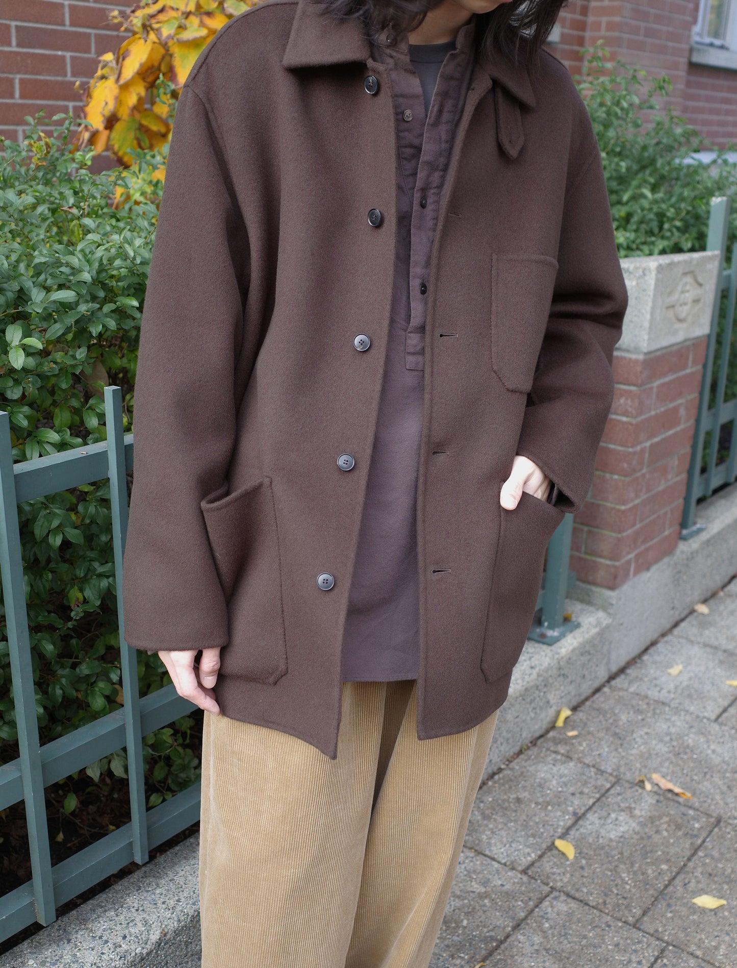 YLEVE Super 100's Wool Double Cloth Blouson Hazel