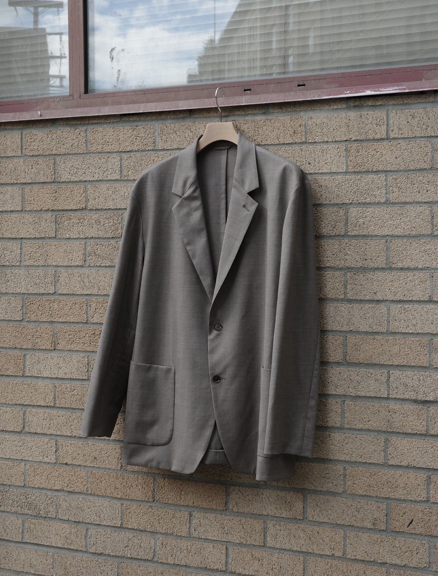 Super 120's Wool Chambray Jacket - Mocha