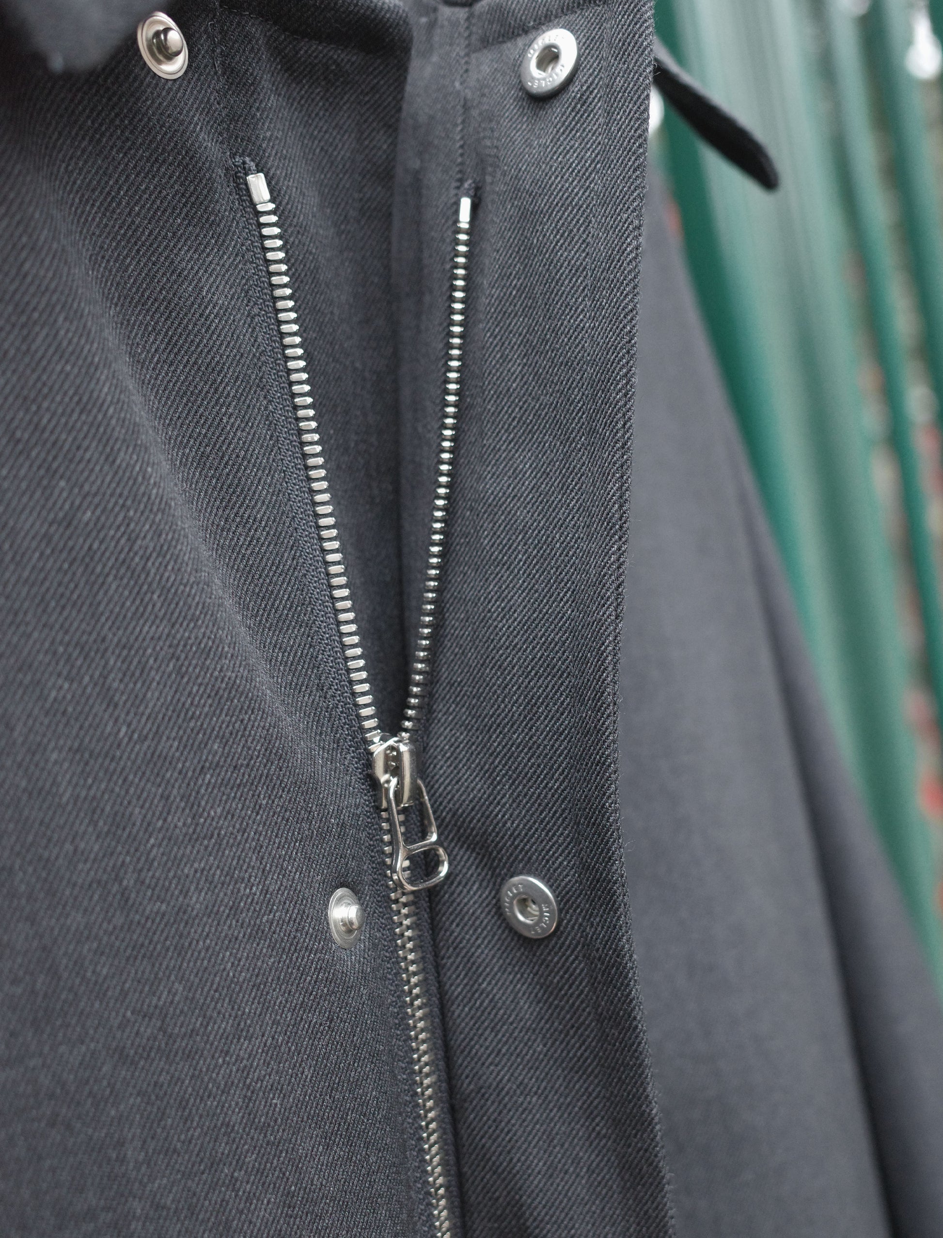 YLEVE Wool Gabardine Zip Coat - Charcoal