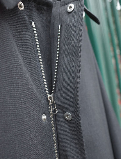 YLEVE Wool Gabardine Zip Coat - Charcoal