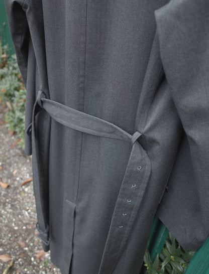 YLEVE Wool Gabardine Zip Coat - Charcoal