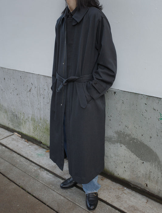 YLEVE Wool Gabardine Zip Coat Charcoal